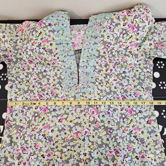 Tyler Boe Floral Tunic Dress Green Embroidered Casual Mini Length | Women's 8 - Picture 4 of 16